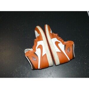 Nike Air Jordan 1 Mid Orange White Basketball Sneakers Shoes Youth 3 CU0449-101